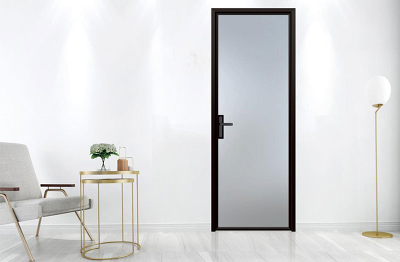 柏宝曼极简移门窄边黑色细框铝合金厨房卫生间玻璃平开门